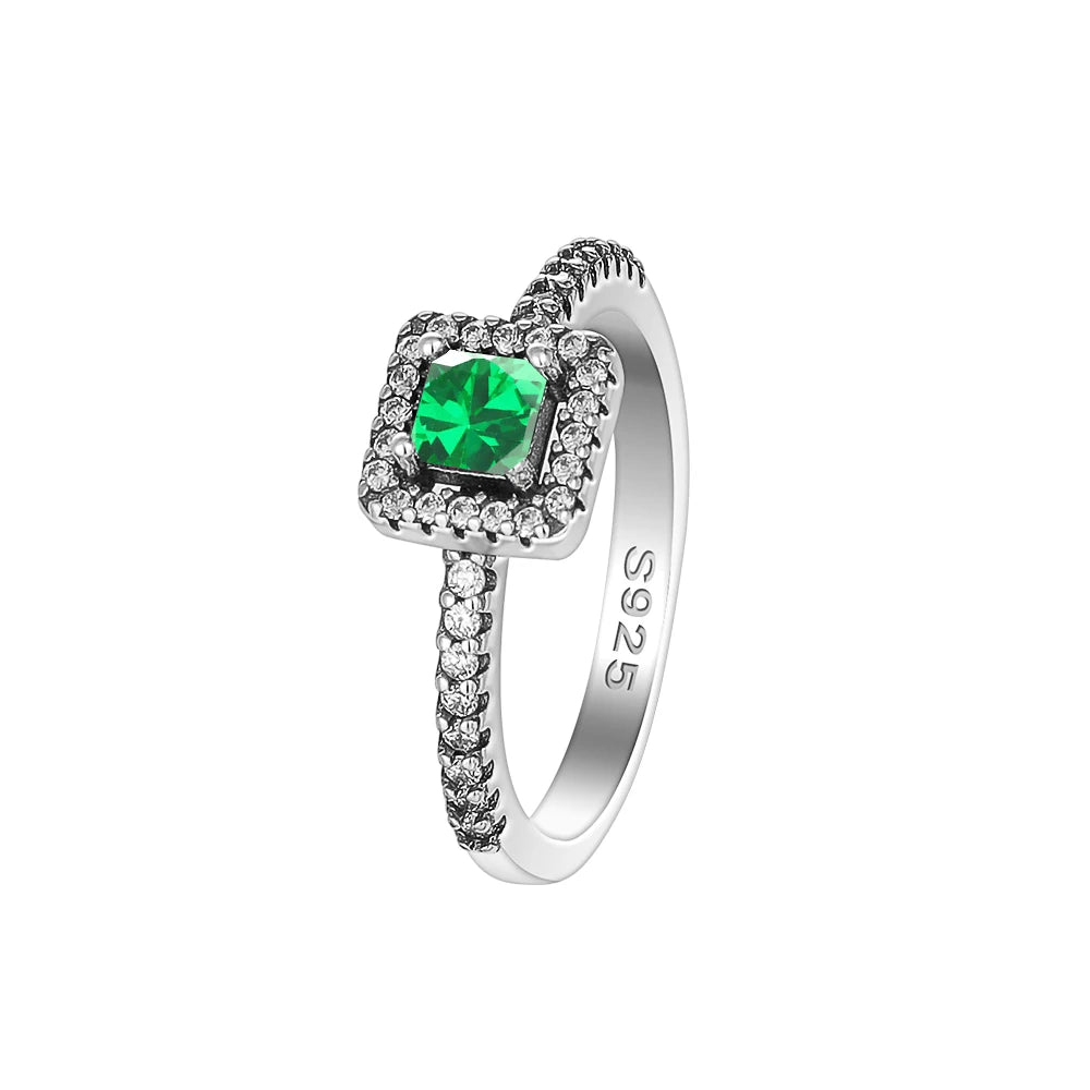 Hot Selling 925 Silver,Square,Bow,Flower,Playing Card Ring,Size 6 7 8 9,Suitable for European Women's Charm Luxury Jewelry Gifts