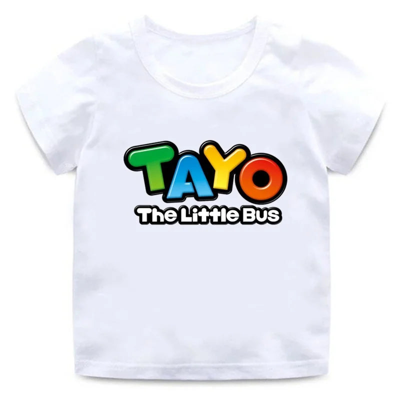 Tayo the Little Bus Cartoon Kids Print Funny Summer Tops Men Women Adults Children Boy Gril Kids Parent Child Cotton T shirt