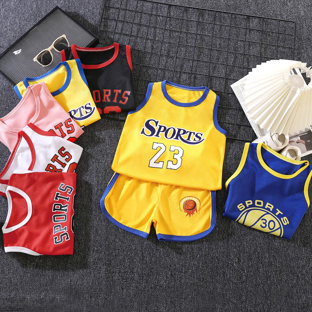 Toddler Basketball Outfit Boys Girls Mesh Breathable Tank Top Shorts Set Kids Quick Dry Active Sportswear Summer