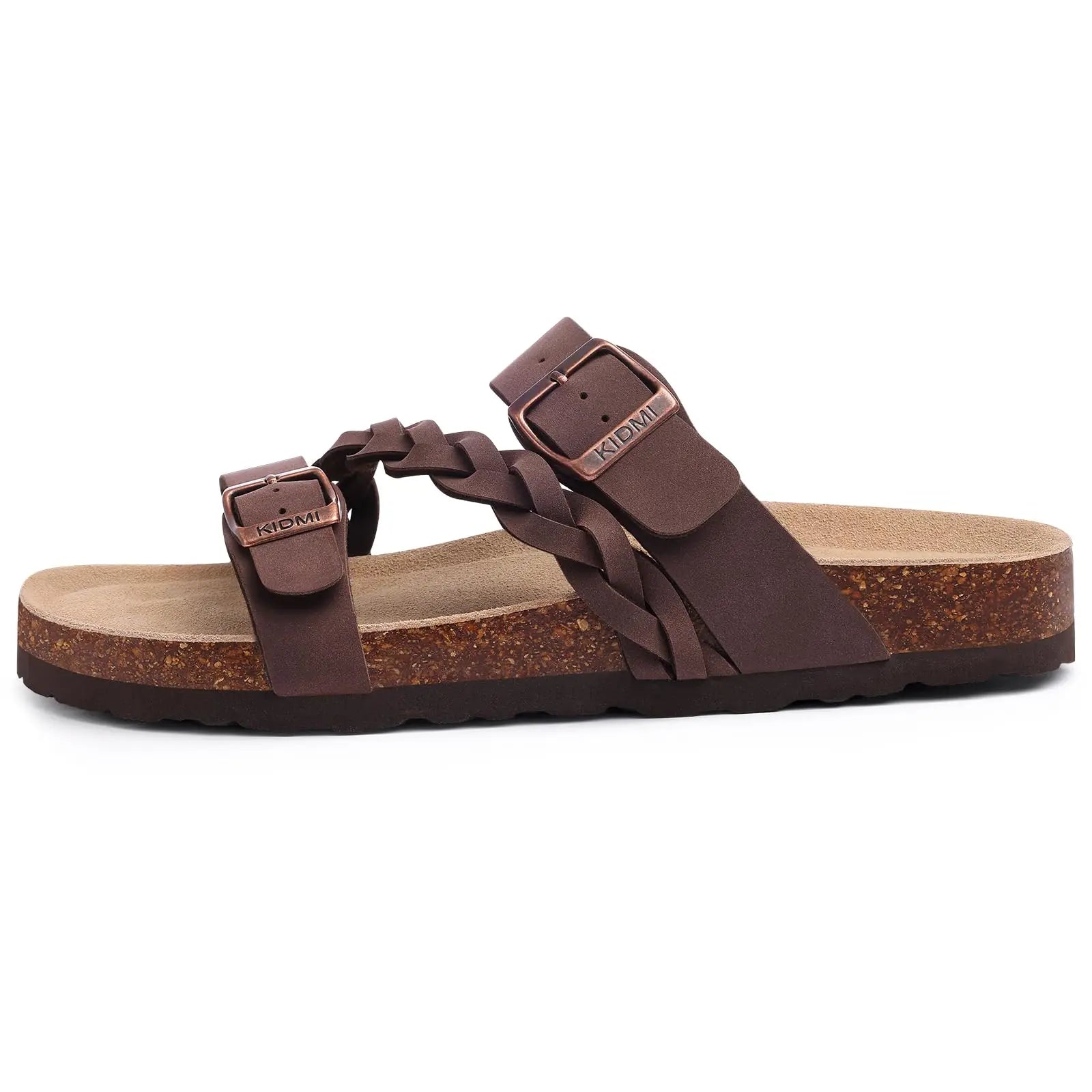 Crestar Women's Cork Footbed Sandals Lady Fashion Buckle Slip-On Slide Sandals New Summer Comfortable Sllipers with Arch Support