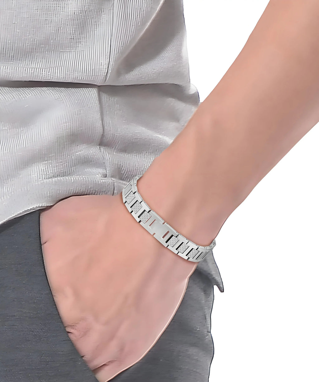 ARADOO Titanium Steel Men's Bracelet Crocodile-Pattern Link Chain Premium Business Jewelry Gift