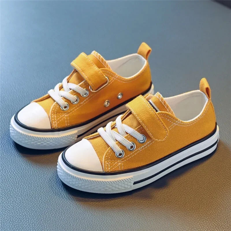 2023 New Children's Canvas Shoes Boy's Girls Small White Magic Stickers Student Baby Board Shoes Summer Rubber Outsole