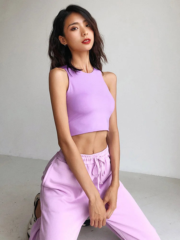 Women Sexy Slim Tops Summer Fashion O-neck Sleeveless Double Nylon Ladies Good Quality Tank Tops 6 Colors