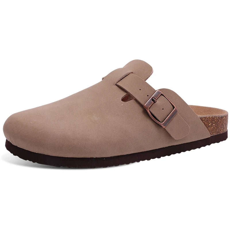 Crestar Women's Clogs Mules Cork Clogs Slippers Men Outdoor Mules Suede Clogs Shoes with Arch Support Mule Leather Clogs Sandal
