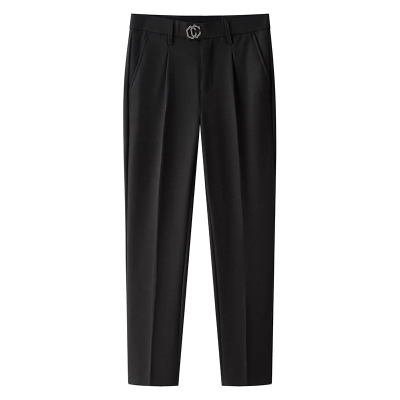 Pleated Thick Men Linen Pants Formal Clothes For Men Suits Pants High Quality 2025 Slim Fit British Business Dress Trousers male