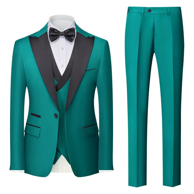 Casual Slim Fit Wedding Groomsmen Business Suit Three Piece Set Cotton Blend Polyester Fiber Single Button Summer Fashion