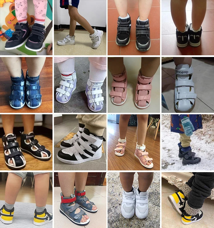 Princepard Summer Kids Orthopedic Sandals Boys Girls Genuine Leather Footwear Toddler Walking Correcting Shoes with Arch Support