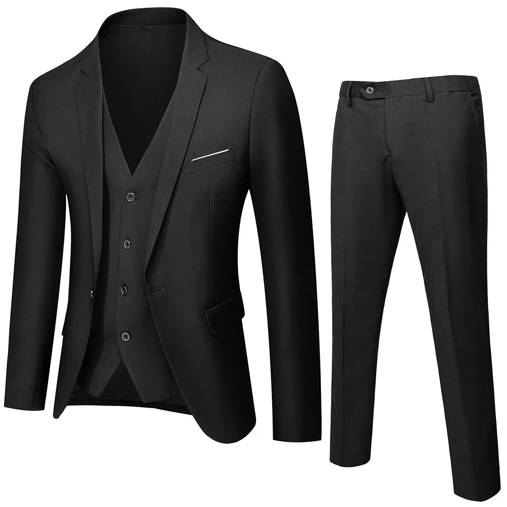 Men Business Professional Slim Fit Two Piece Suit Formal Groomsman Wedding Attire