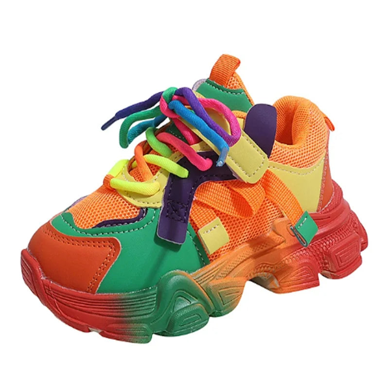 2026 New Spring Children Shoes Colorful Fashion Breathable Kids Outdoor Tennis Soft Sole Sport Shoes Fashion Girls Boys Sneakers