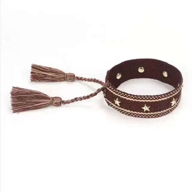 Vintage Friendship Bracelets STARS | MOON Bracelets Adjustable Woven Arm Stacked Jewelry
