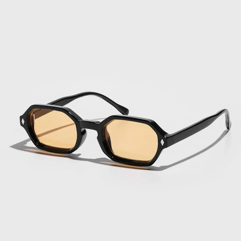 New Retro Small Polygon Rectangle Sunglasses Women Shades UV400 Fashion Blue Gradient Lens Men Retro Rivets Frame Sun Glasses