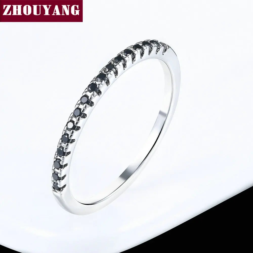 ZHOUYANG Wedding Ring For Women Man Concise Classical Multicolor Mini Cubic Zirconia Rose Gold Color Gift Fashion Jewelry R251
