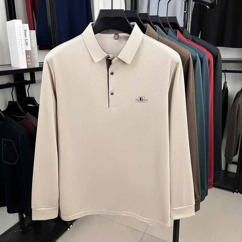 2026 Men's Business Casual Short Sleeved Shirt with Badge Solid Color Polo Shirt Fashionable Comfortable Versatile Top