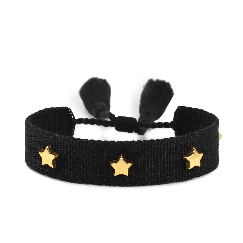 Vintage Friendship Bracelets STARS | MOON Bracelets Adjustable Woven Arm Stacked Jewelry