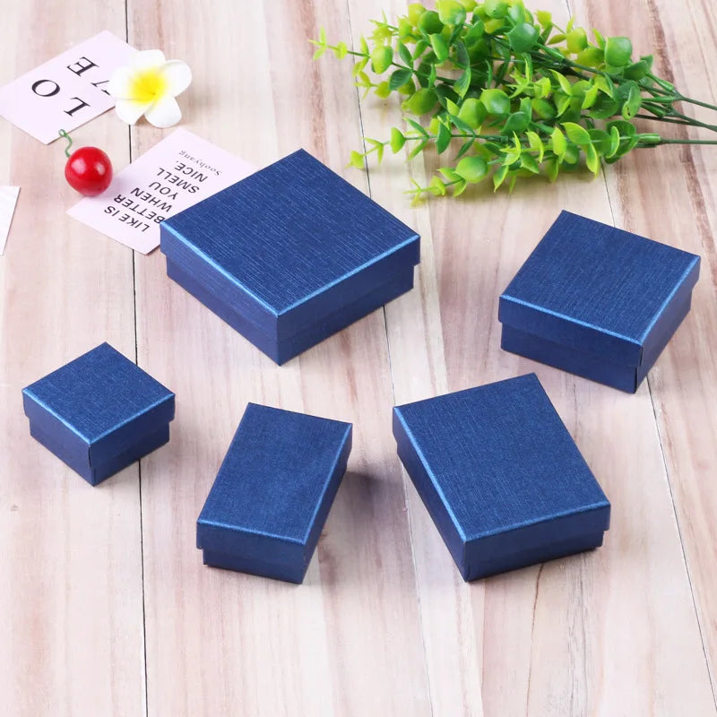 12pack White Black Cardboard Jewelry Box Earings Rings Necklace Storage Boxes 7x9x3cm Kraft Paper Travel Wedding Gift Dust Case