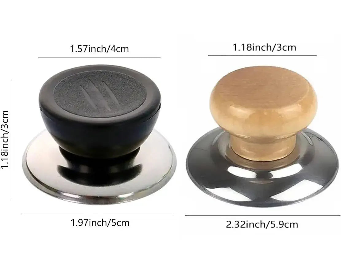 2pcs Wooden Replacement Pot Lid Knobs Pot Lid Handles Universal Heat Resistant Handle for Saucepan Frying Pan Glass Cookware