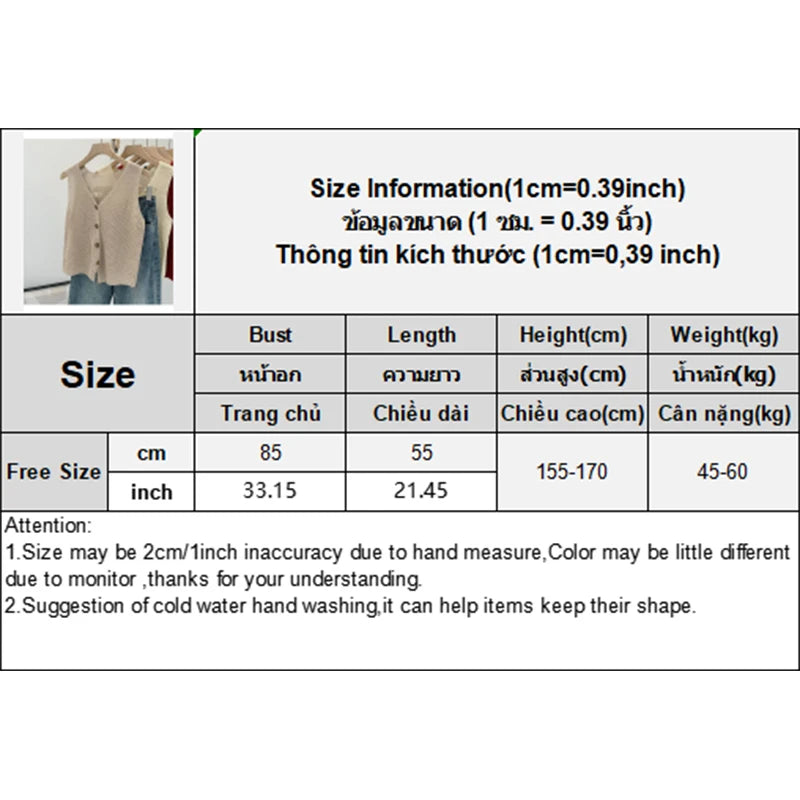 Summer Korean Cotton And Linen Fashion Casual Solid Color Loose V-Neck Vest For Women