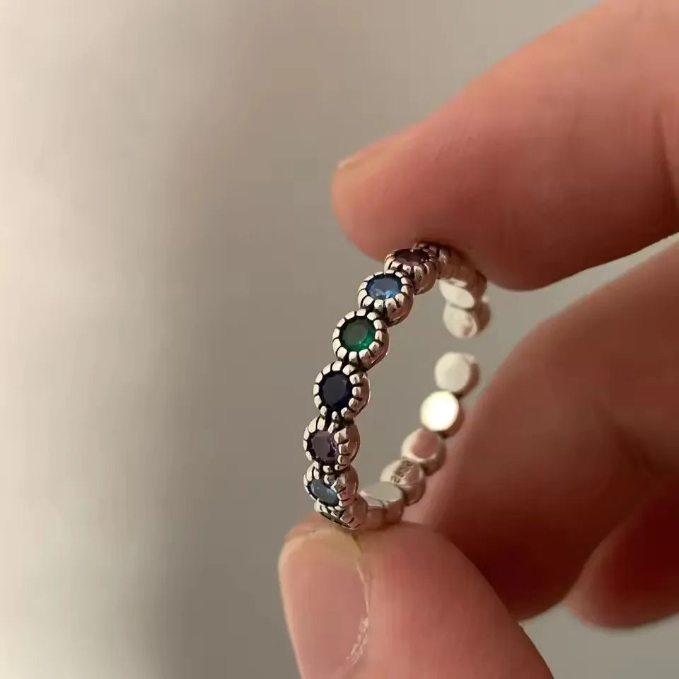 VENTFILLE 925 Sterling Silve Green Crystal Geometry Ring Square Retro Sweet Jewelry Birthday Gift Dropshipping