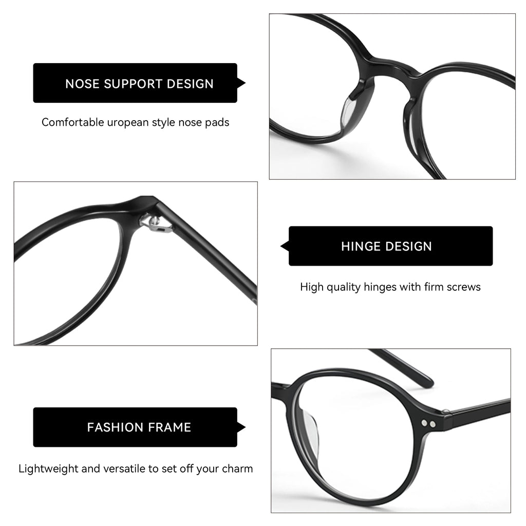 ZENOTTIC(XS Size) Retro Acetate Anti Blue Light Blocking Glasses Round Optical Frame Eyewear Fashio Computer Eyeglasses Unisex