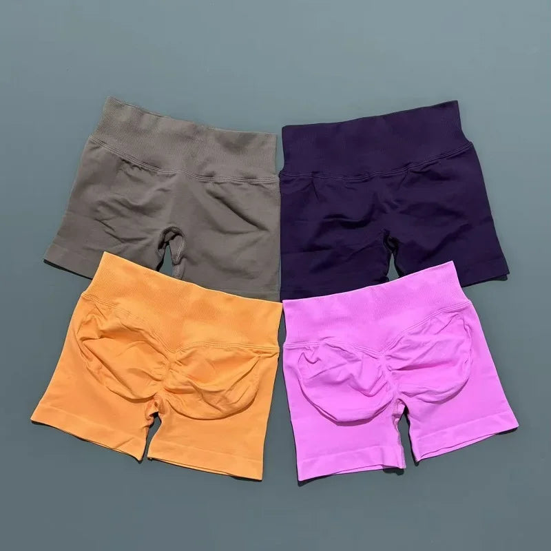 Women Gym Shorts High Waisted Yoga Shorts Fashionable and Sexy Running Fitness Pants Solid Color Yoga Leggings Training Shorts