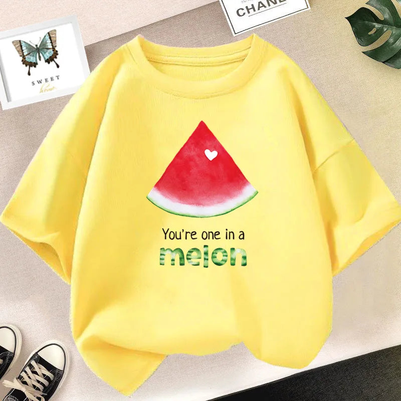 Lovely Avocado T Shirts for Girls Tops Summer Loose Cartoon Aesthetic Casual T Shirt Vintage Lemon Fruit Tshirt