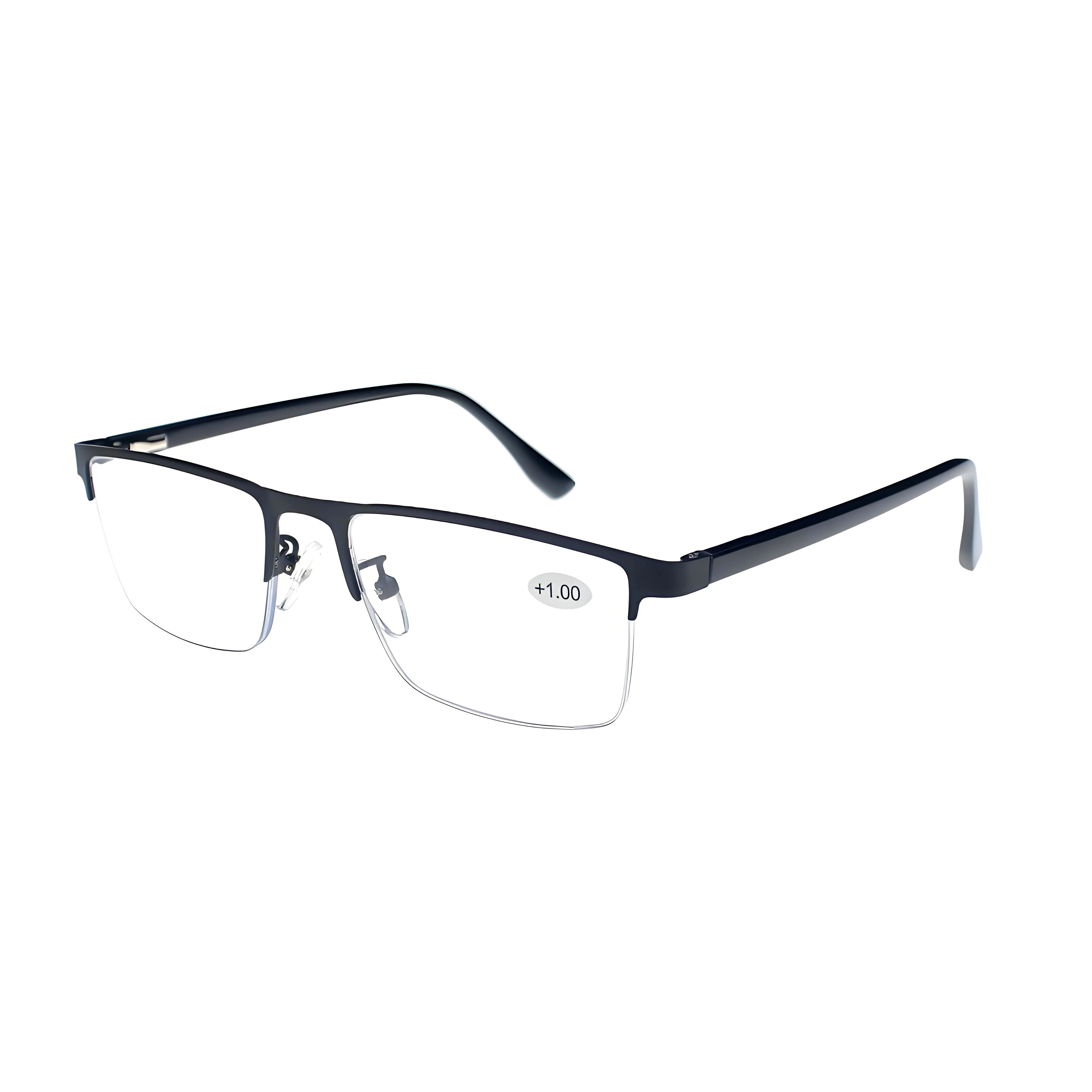 DBYLXMN Semi-Rimless Reading Glasses for office work Metal Frame Anti Blue Light Presbyopia Eyeglasses Business Readers