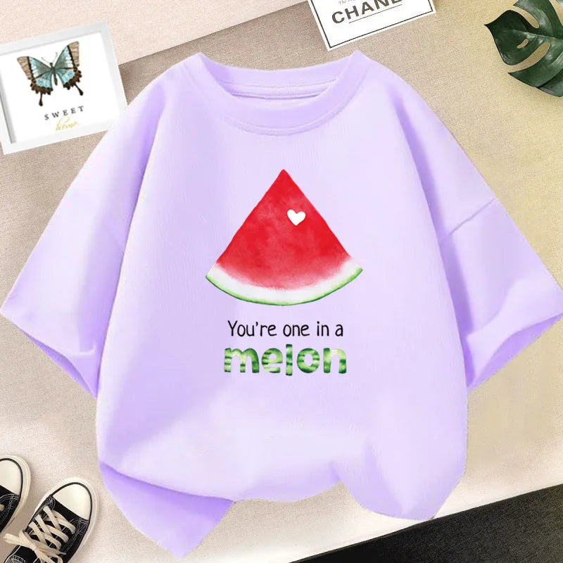 Lovely Avocado T Shirts for Girls Tops Summer Loose Cartoon Aesthetic Casual T Shirt Vintage Lemon Fruit Tshirt