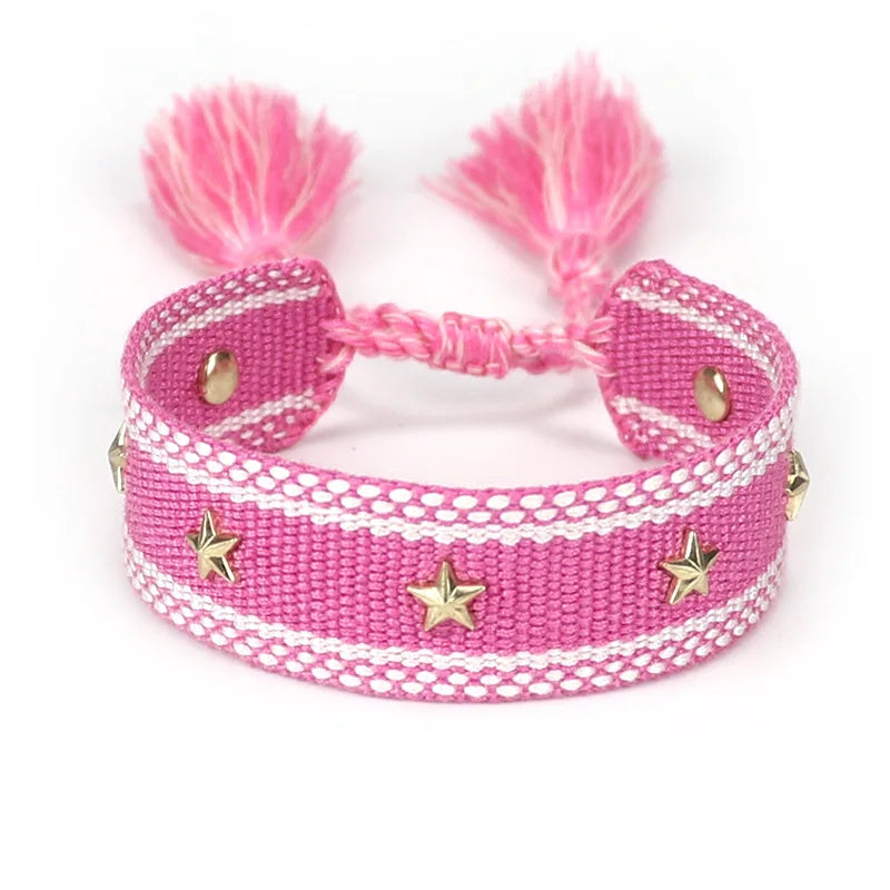 Vintage Friendship Bracelets STARS | MOON Bracelets Adjustable Woven Arm Stacked Jewelry