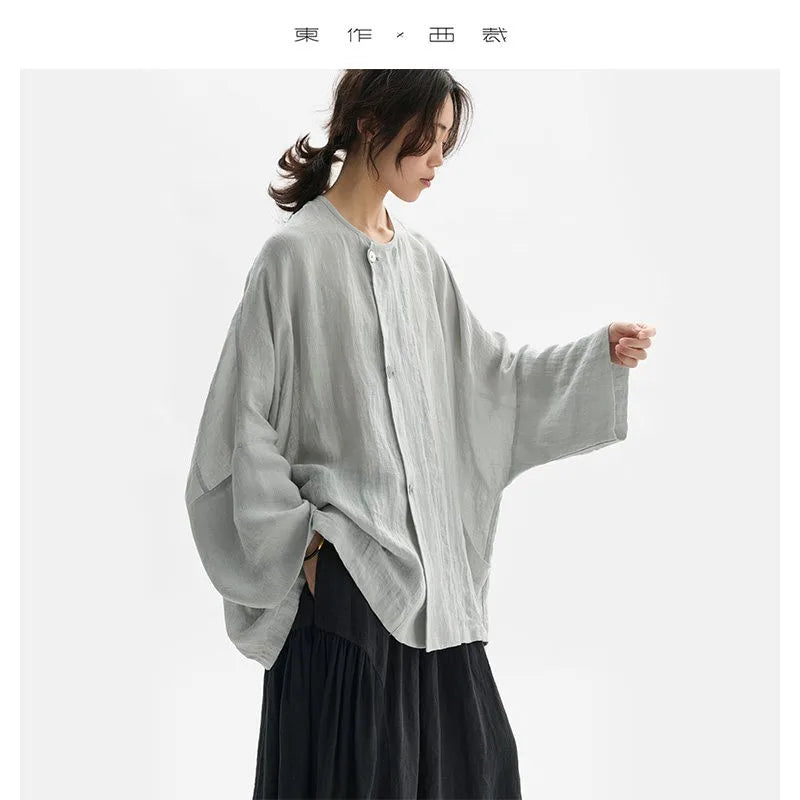 Chinese Style~ Linen Shirt, Loose Plus-Size Women's Clothing, Casual Top, Sun Protection Cover-Up, New Spring and Summer Styles