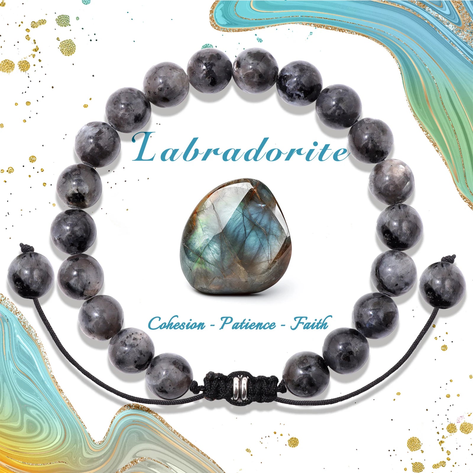 4/6/8mm Natural Black Tourmaline Stone Beads Bracelet Healing Energy Bracelets Adjustable Rope Braided Bracelet with Card Gifts