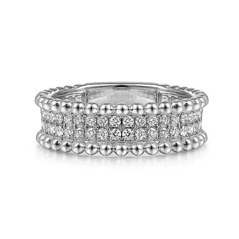 Huitan Stylish Female Engagement Jewelry Ring with Brilliant Zirconia Delicate Fashion Two-tone Style Accessories for Wedding