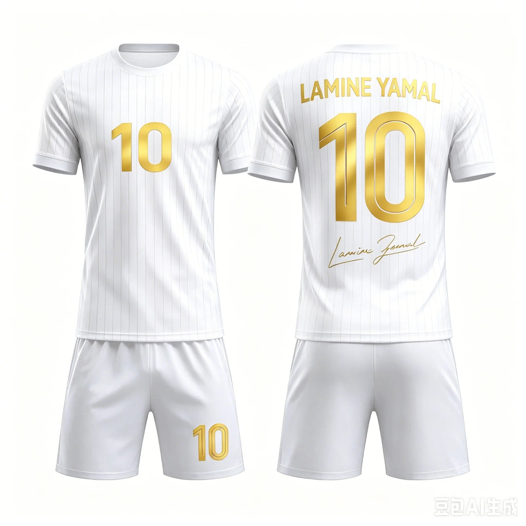 AI 3D breathable soccer jersey set suitable for children and adults Yamal design #10 2026 fashion style family outfit