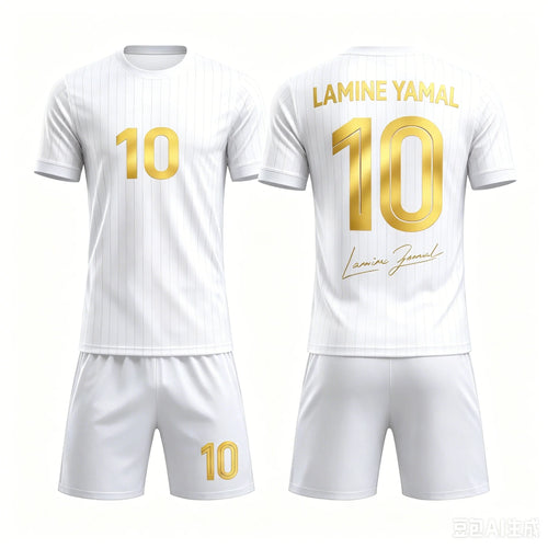 AI 3D breathable soccer jersey set suitable for children and adults Yamal design #10 2026 fashion style family outfit