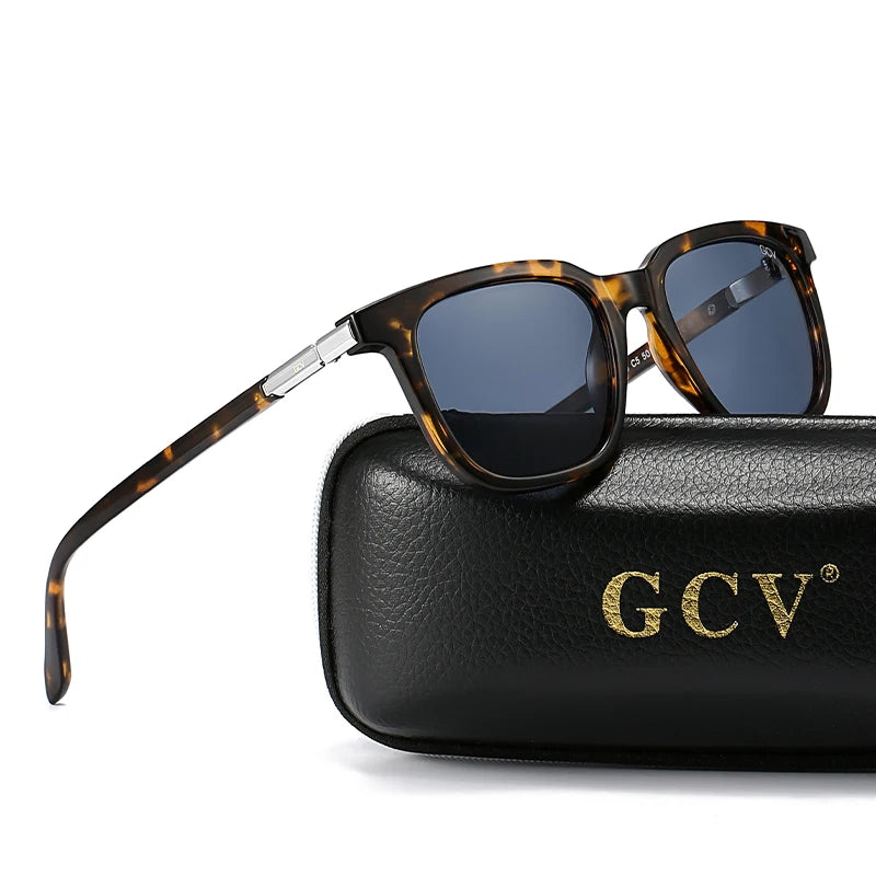 GCV Brand Original Fashion Acetate Polarized Sunglasses Cat Eye Square Frame Fishing Glasses Driving Outdoor Hiking UV400