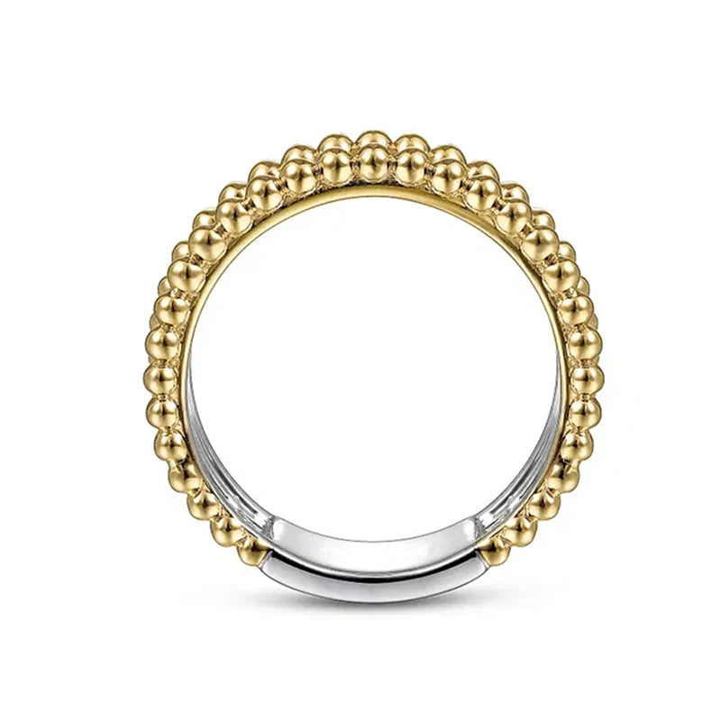 Huitan Stylish Female Engagement Jewelry Ring with Brilliant Zirconia Delicate Fashion Two-tone Style Accessories for Wedding
