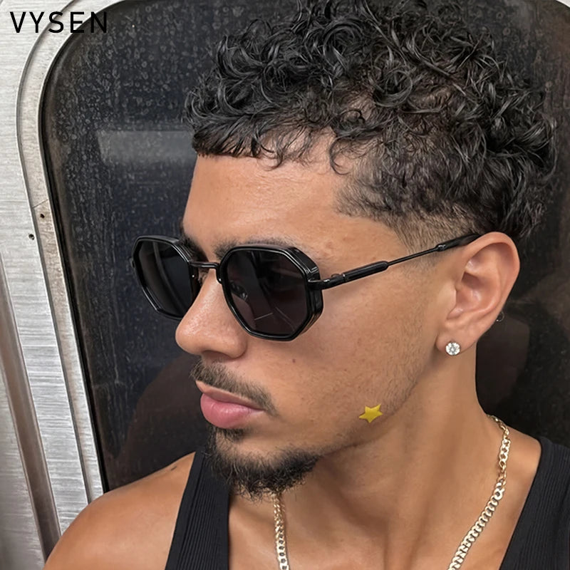 Steampunk Octagon Sunglasses Men 2026 Luxury Designer Square Punk Metal Frame Sun Glasses For Male Eyewear Trendy Shades Outdoor