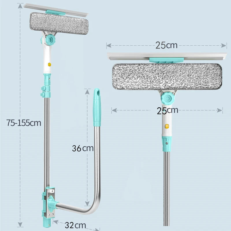 NEW Extendable Window Glass Cleaning Household Tool High Building Retractable Pole Wash Dust Cleaner Brush Dry Wet Scraper Wiper