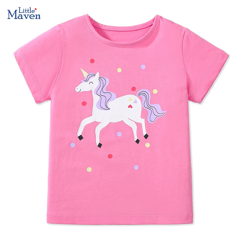 Little maven 2026 Cotton T-shirt Short Sleeves Summer Clothes with Little Bees Lovely for Baby Girls Kids 2 to 7 year