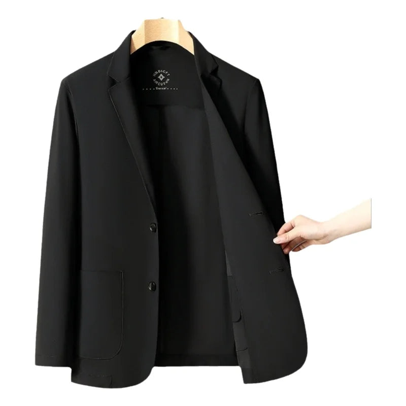 Ice Silk Original Yarn Casual Men's Suit Jacket Spring Summer New Style Breathable No-Trace Flat Collar Slim Fit Business Gen...