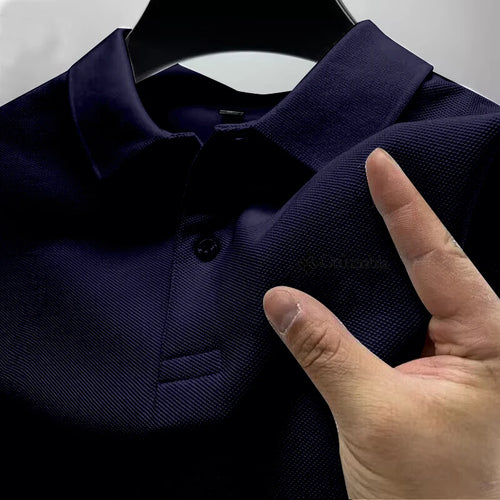 2026 Summer Must-Have Comfortable Men's Golf Shirt, Solid Color, Stylish Casual Button-Down Business Style Men's Polo Shirt