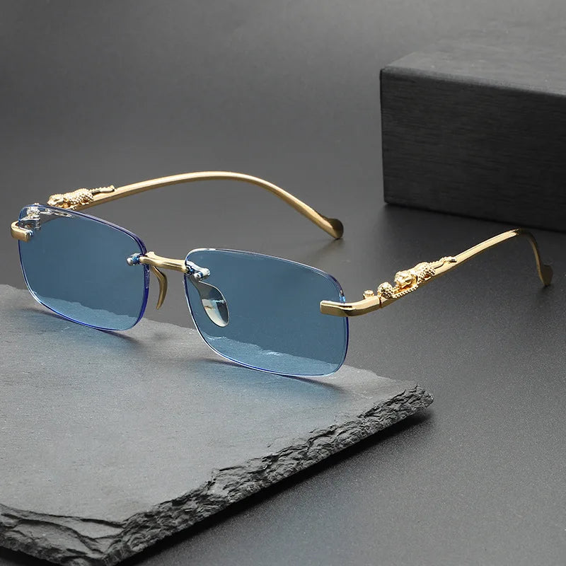 Perfect Fashion Leopard Decor Unframed Men's and Women's Sports Glasses Suitable for Holiday Parties