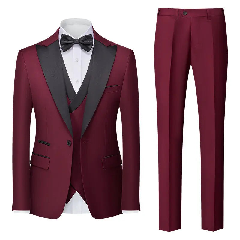 Casual Slim Fit Wedding Groomsmen Business Suit Three Piece Set Cotton Blend Polyester Fiber Single Button Summer Fashion
