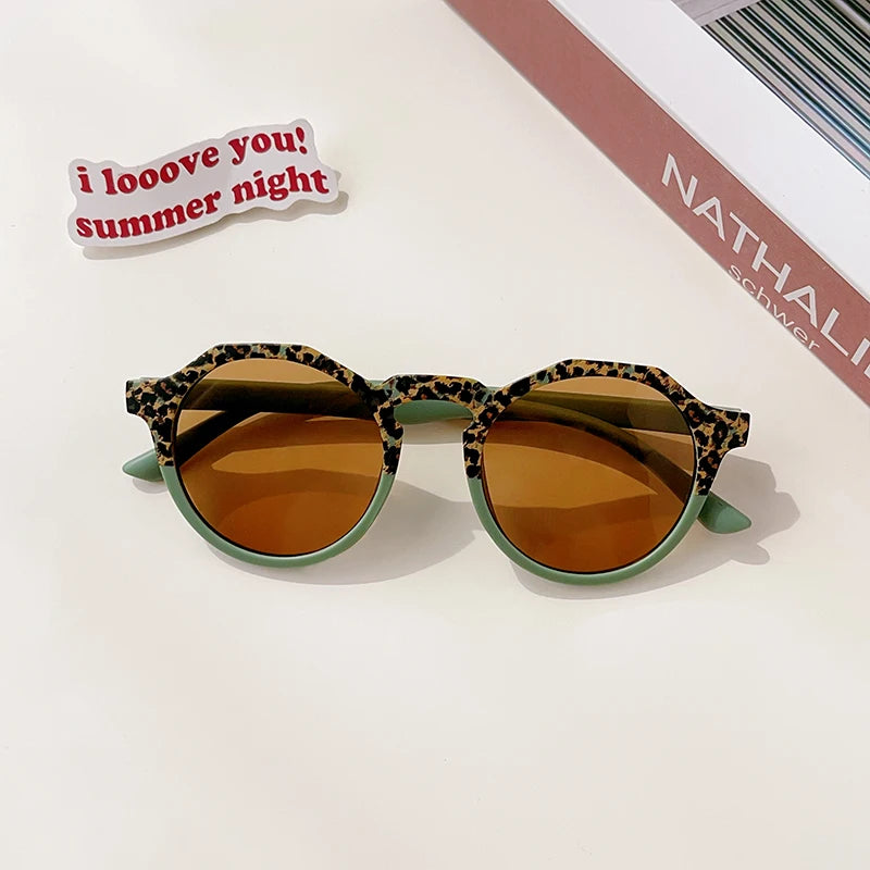 New Boys Girls Double Leopard Round Outdoor Children Sun Protection Sunglasses Kids Colors Protect Eyes Baby UV400 Sunglasses