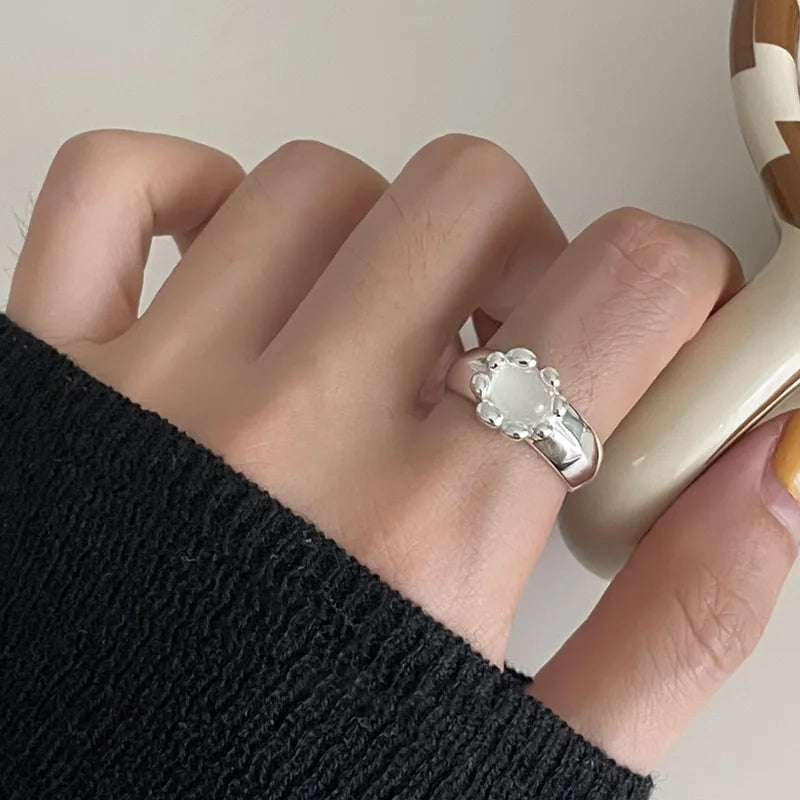 VENTFILLE 925 Sterling Silve Green Crystal Geometry Ring Square Retro Sweet Jewelry Birthday Gift Dropshipping