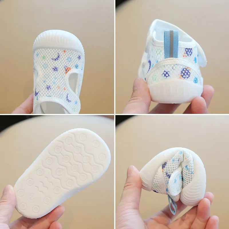 Summer Mesh Baby Walking Shoes 0-3 Years Cartoon Pattern Non-Slip Wear Resistant Anti Kick Crash Proof For Toddler Boys Girls