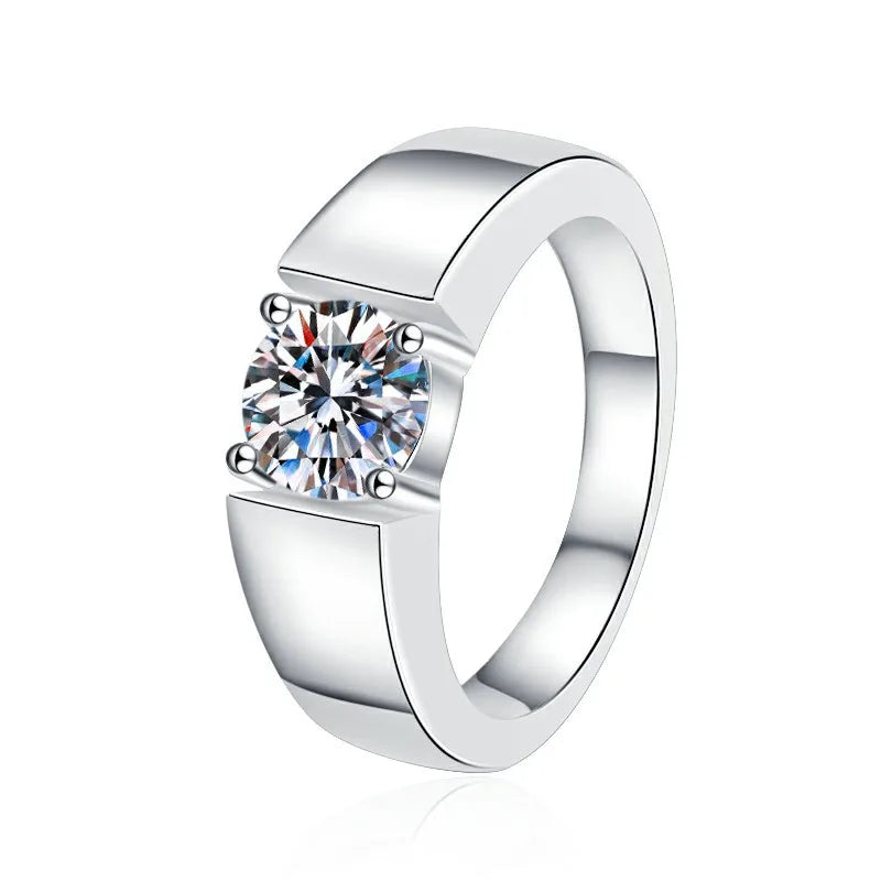 D VVS1 Moissanite 0.5-2ct 925 Sterling Silver Ring for Women Man Jewelry Shining Classic Imitation Diamond Wedding Ring Gifts