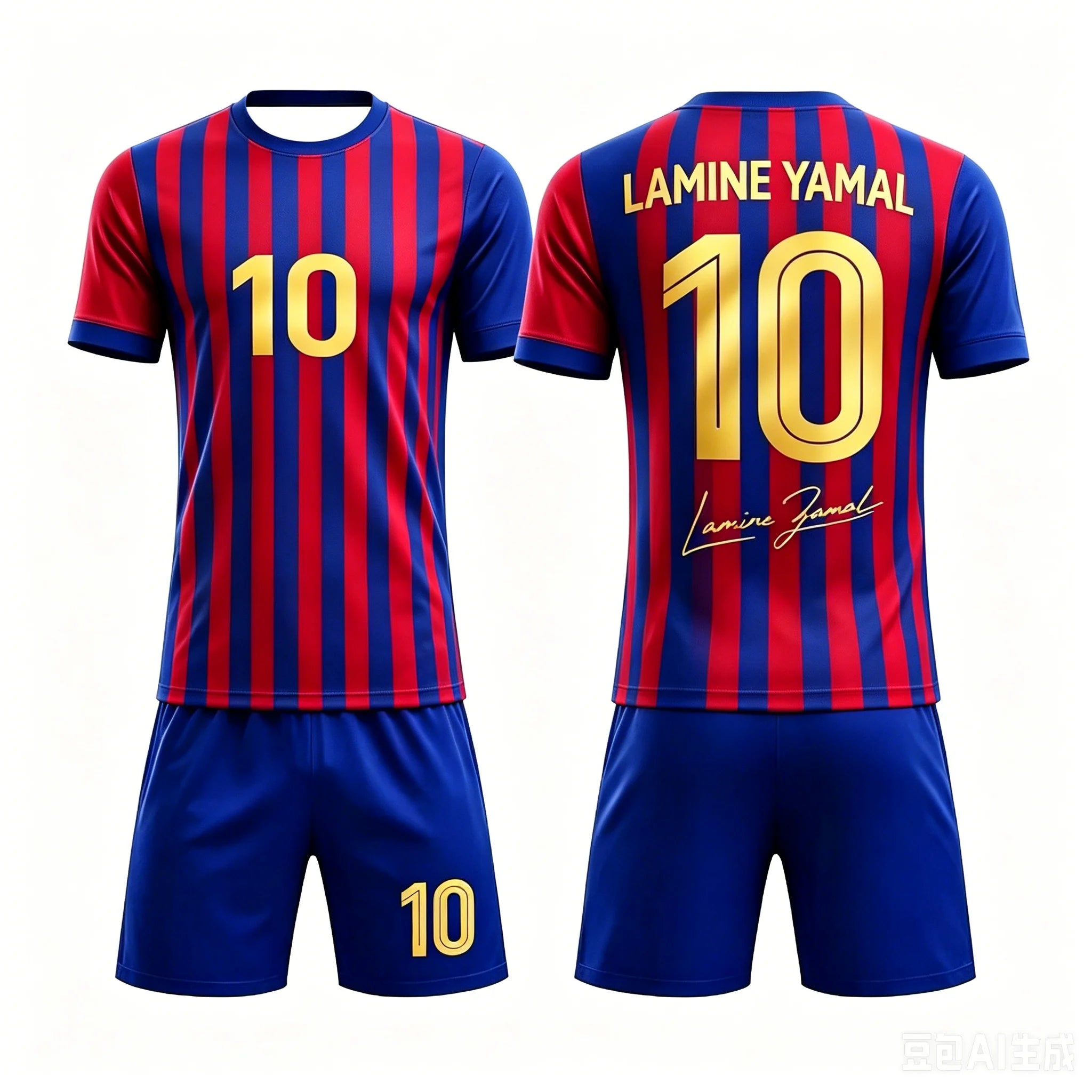 AI 3D breathable soccer jersey set suitable for children and adults Yamal design #10 2026 fashion style family outfit