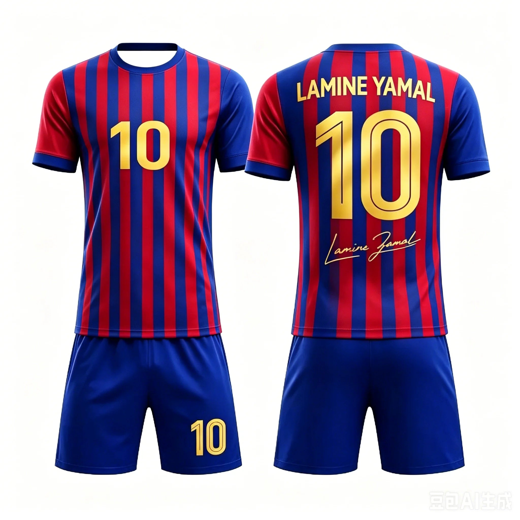 AI 3D breathable soccer jersey set suitable for children and adults Yamal design #10 2026 fashion style family outfit