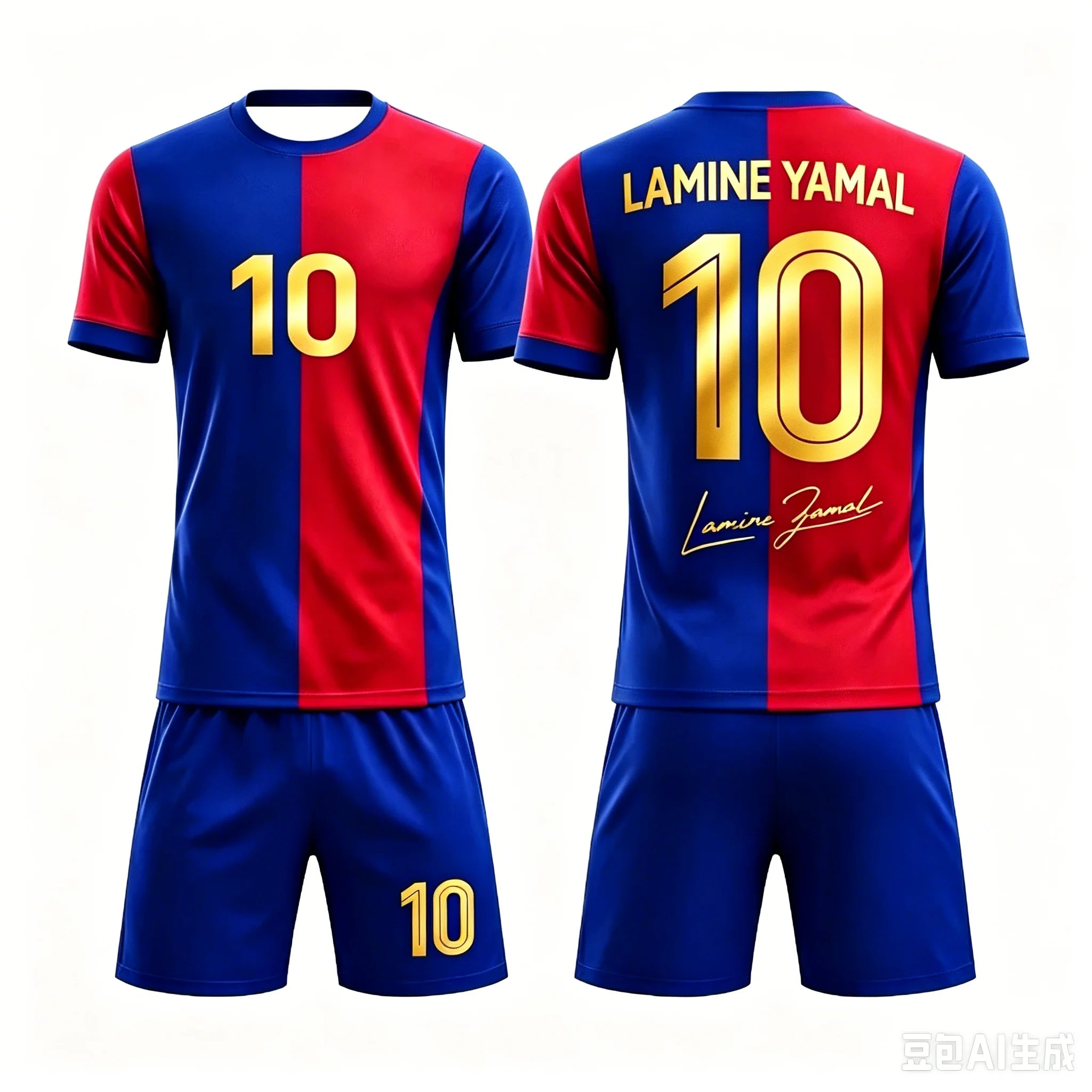 AI 3D breathable soccer jersey set suitable for children and adults Yamal design #10 2026 fashion style family outfit