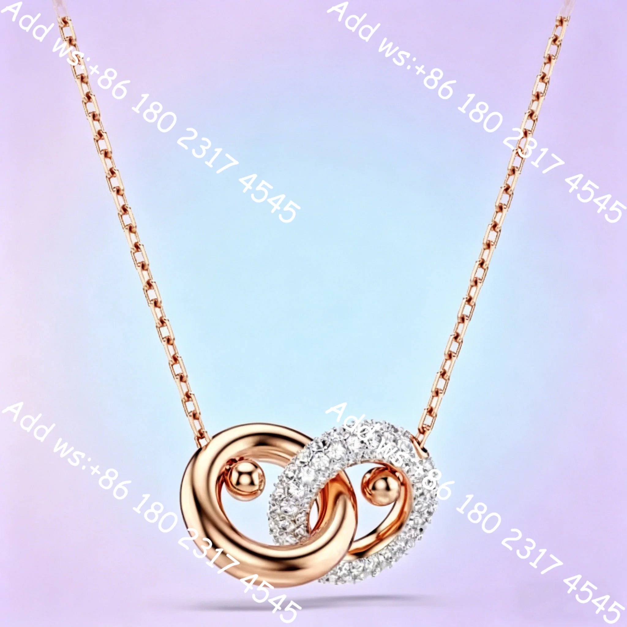 Light luxury Double Circle Zircon Jewelry Set, Necklace Earrings Bracelet Ring Set,Elegant Minimalist